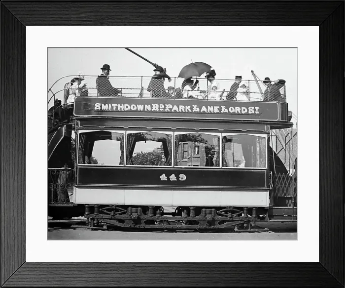 Framed Print : Electric tram, Liverpool, early 1900s Framed Print : Electric tram, Liverpool, early 1900s