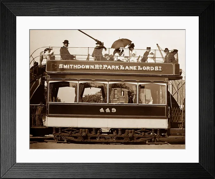 Framed Print : Electric tram, Liverpool, early 1900s Framed Print : Electric tram, Liverpool, early 1900s