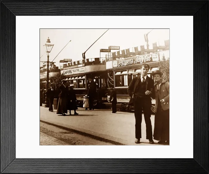 Framed Print : Pier Head tram terminus, Liverpool, early 1900s Framed Print : Pier Head tram terminus, Liverpool, early 1900s