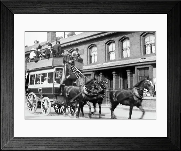 Framed Print : Horse bus, Durning Road, Wavertree, Liverpool, early 1900s Framed Print : Horse bus, Durning Road, Wavertree, Liverpool, early 1900s
