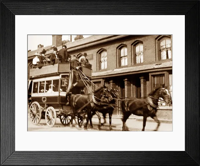 Framed Print : Horse bus, Durning Road, Wavertree, Liverpool, early 1900s Framed Print : Horse bus, Durning Road, Wavertree, Liverpool, early 1900s