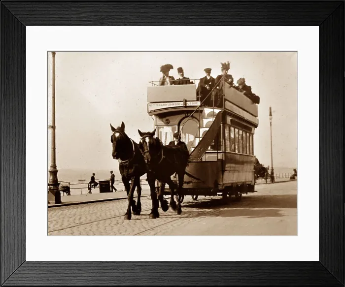 Framed Print : Horse tram, Blackpool, Victorian period Framed Print : Horse tram, Blackpool, Victorian period