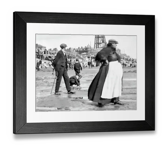 Framed Print : On the beach at Blackpool, Victorian period Framed Print : On the beach at Blackpool, Victorian period