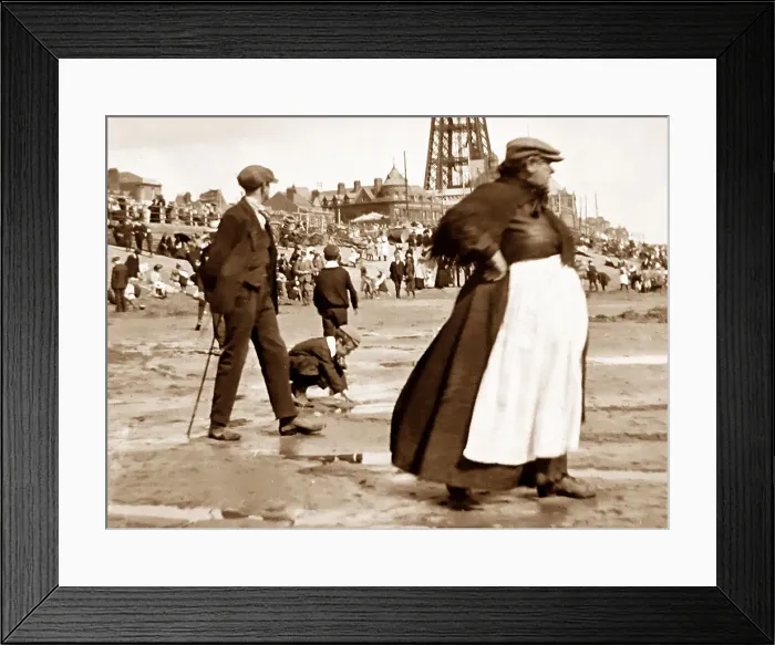 Framed Print : On the beach at Blackpool, Victorian period Framed Print : On the beach at Blackpool, Victorian period