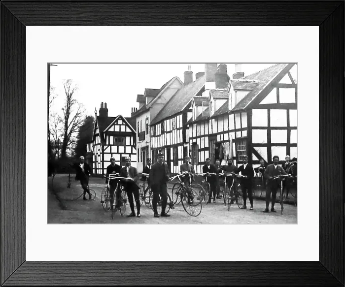 Framed Print : Cycling club including penny farthing, Victorian period Framed Print : Cycling club including penny farthing, Victorian period