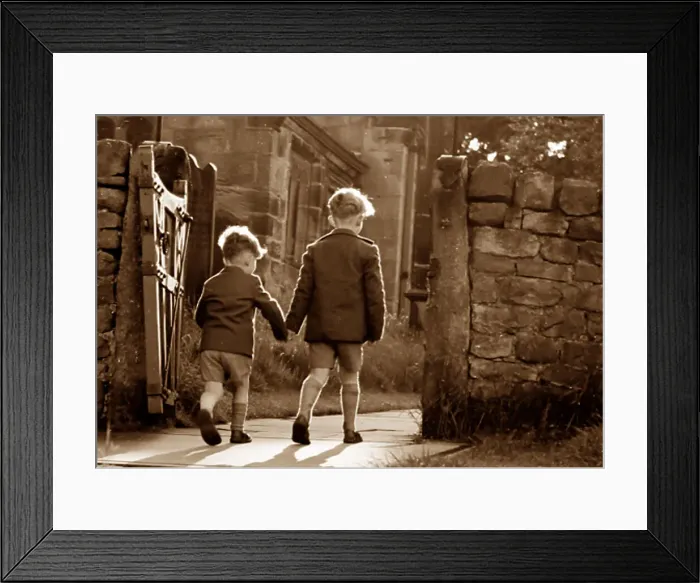 Framed Print : Brothers holding hands in the 1930s Framed Print : Brothers holding hands in the 1930s