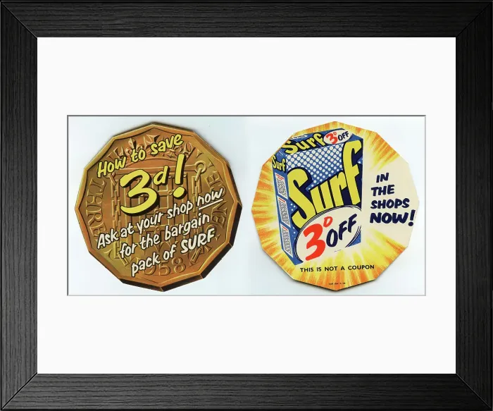 Framed Print : 3d off Surf Washing Powder, advertising flyer Framed Print : 3d off Surf Washing Powder, advertising flyer
