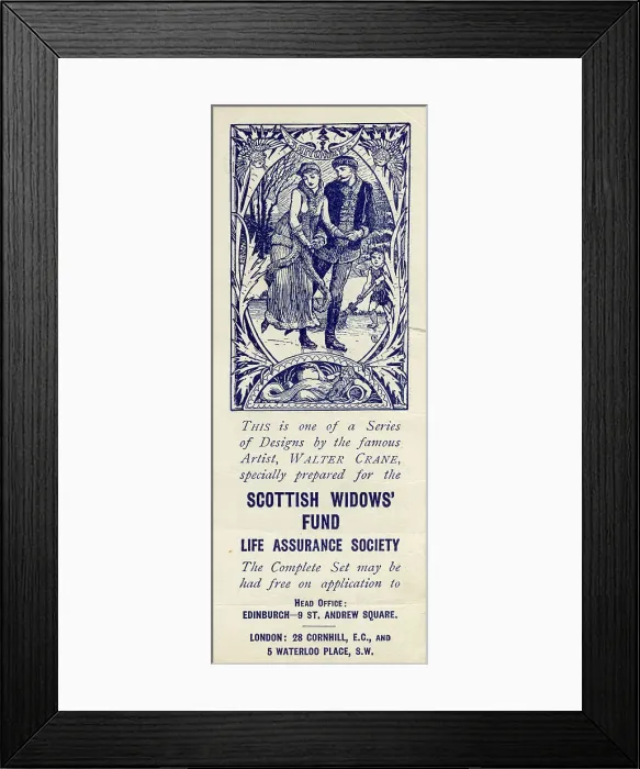 Framed Print : Advertising bookmark, January, designed by Walter Crane Framed Print : Advertising bookmark, January, designed by Walter Crane