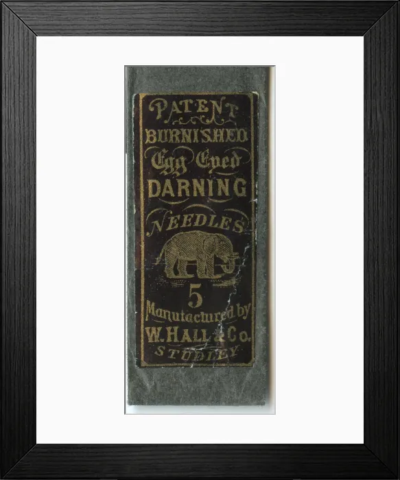 Framed Print : Patent Burnished Egg Eyed Darning Needles packet Framed Print : Patent Burnished Egg Eyed Darning Needles packet