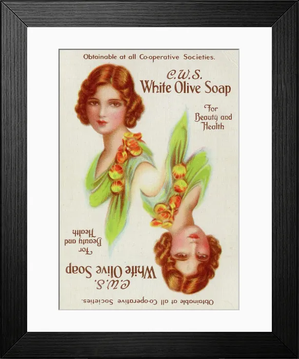 Framed Print : CWS advert, White Olive Soap for Beauty and Health Framed Print : CWS advert, White Olive Soap for Beauty and Health