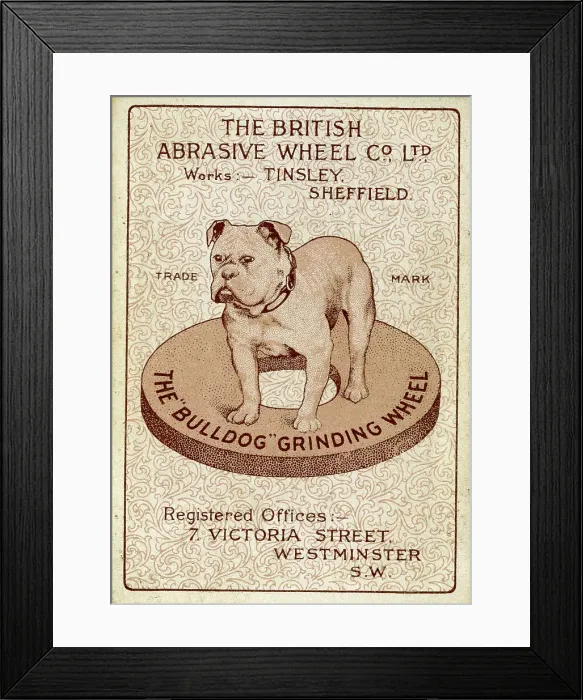 Framed Print : Bulldog, The British Abrasive Wheel Co Ltd, Sheffield Framed Print : Bulldog, The British Abrasive Wheel Co Ltd, Sheffield