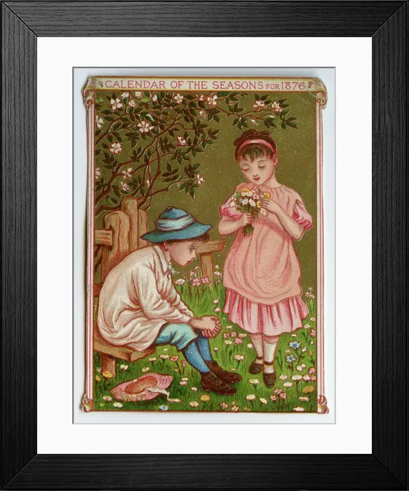 Framed Print : Calendar of the Seasons for 1876 by Kate Greenaway Framed Print : Calendar of the Seasons for 1876 by Kate Greenaway