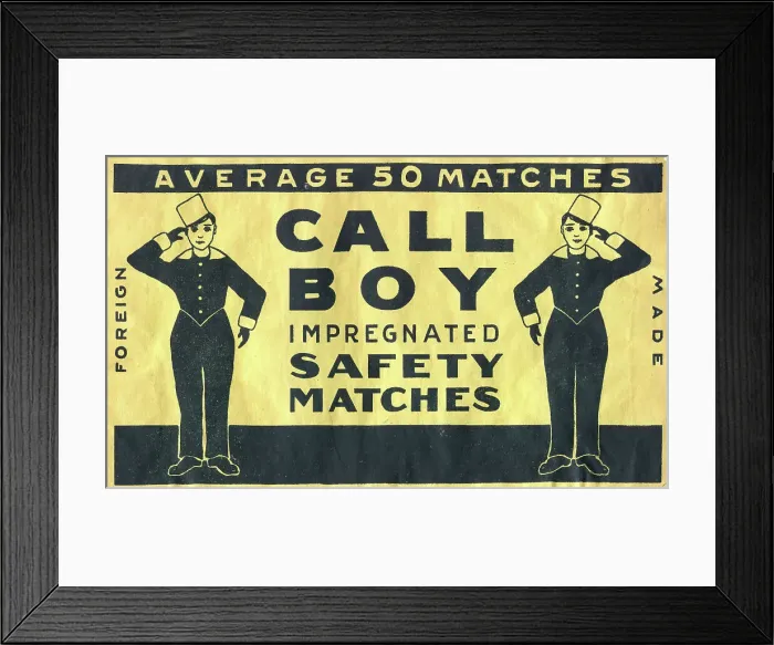 Framed Print : Call Boy Impregnated Safety Matches Framed Print : Call Boy Impregnated Safety Matches