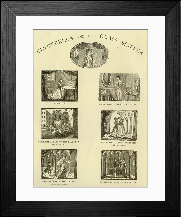 Framed Print : Cinderella And Her Glass Slipper Pantomime Early Framed Print : Cinderella And Her Glass Slipper Pantomime Early