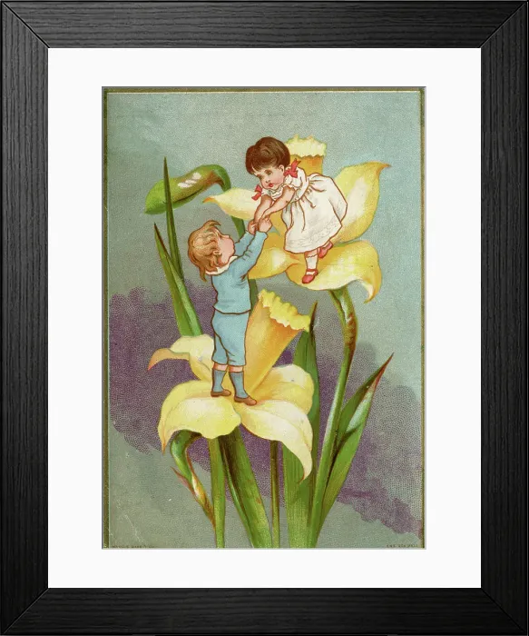 Framed Print : Daffodil Children by Kate Greenaway Framed Print : Daffodil Children by Kate Greenaway
