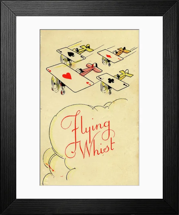 Framed Print : Flying Whist playing cards scorecard, four aces Framed Print : Flying Whist playing cards scorecard, four aces