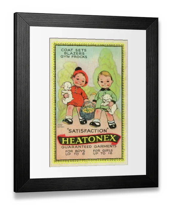 Framed Print : Advert, Heatonex garments, drawn by Mabel Lucie Attwell Framed Print : Advert, Heatonex garments, drawn by Mabel Lucie Attwell