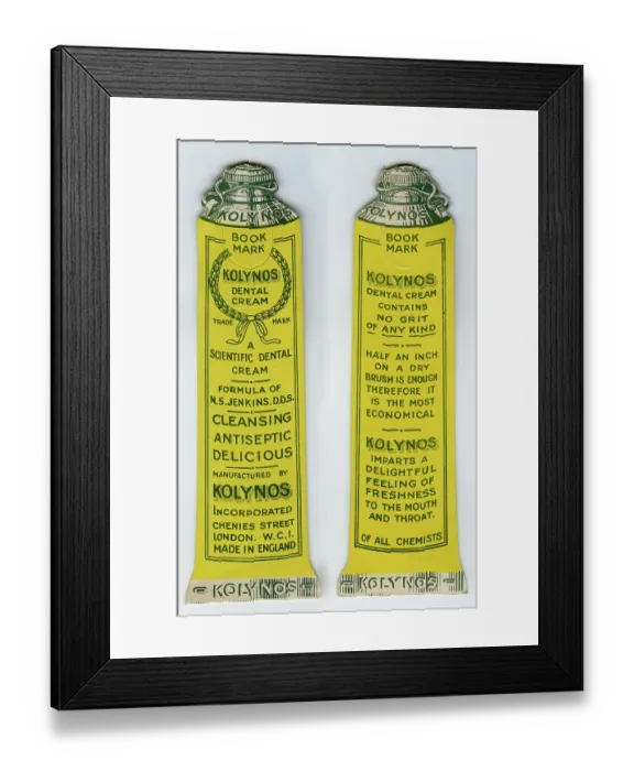 Framed Print : Kolynos Dental Cream, advertising bookmark Framed Print : Kolynos Dental Cream, advertising bookmark