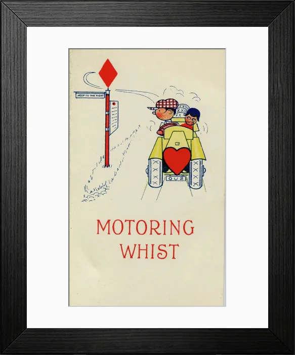 Framed Print : Motoring Whist, playing cards scorecard Framed Print : Motoring Whist, playing cards scorecard