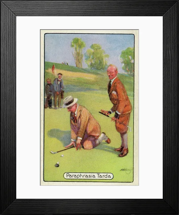 Framed Print : Advert, Paraphrasia Tarda, golfers on green Framed Print : Advert, Paraphrasia Tarda, golfers on green