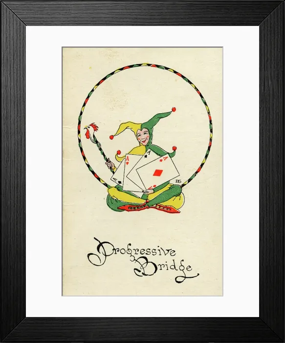 Framed Print : Progressive Bridge playing cards scorecard Framed Print : Progressive Bridge playing cards scorecard
