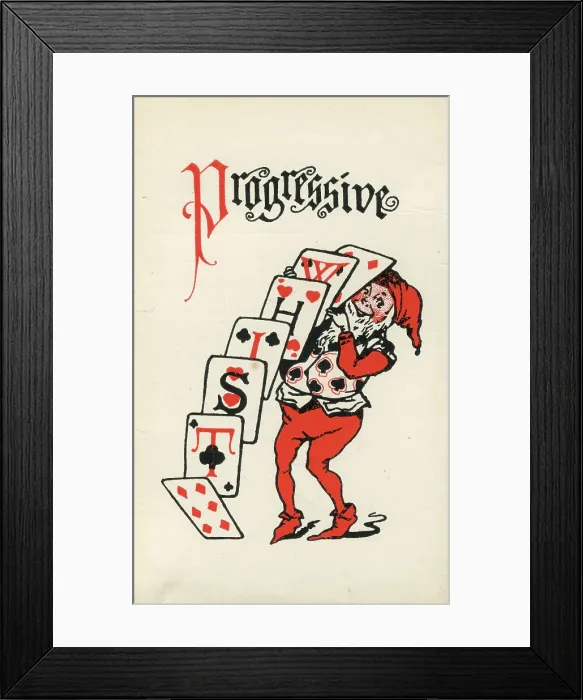 Framed Print : Progressive Whist playing cards scorecard, Pixie or Elf Framed Print : Progressive Whist playing cards scorecard, Pixie or Elf