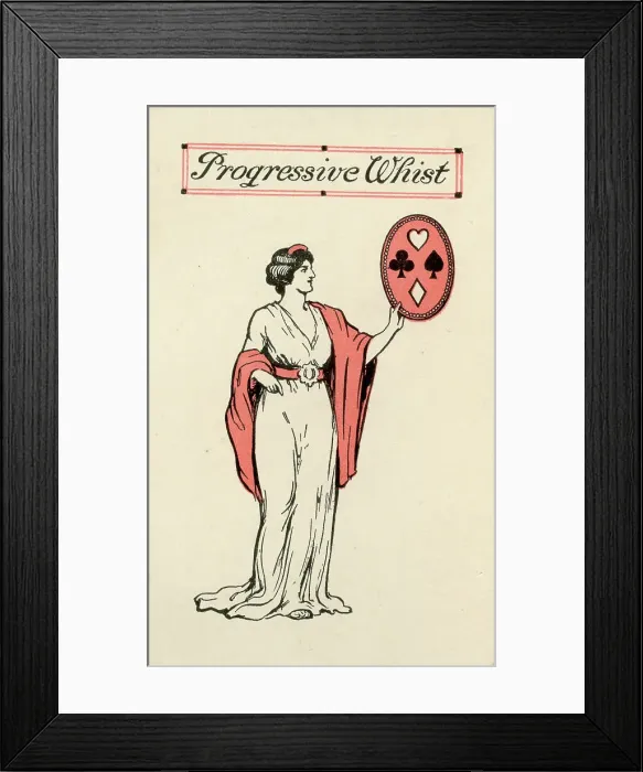Framed Print : Progressive Whist Playing Cards score card, Classical Lady Framed Print : Progressive Whist Playing Cards score card, Classical Lady