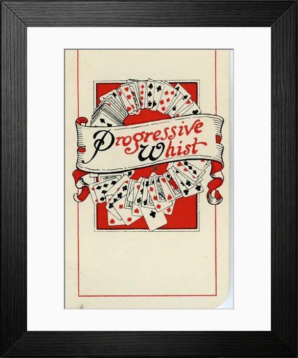 Framed Print : Progressive Whist playing cards scorecard Framed Print : Progressive Whist playing cards scorecard