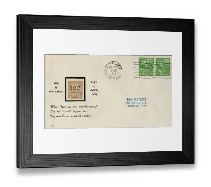 Framed Print : This is Inflation, WW2 American War Bonds postal cover Framed Print : This is Inflation, WW2 American War Bonds postal cover