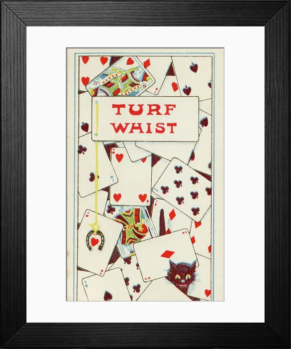 Framed Print : Turf Whist, playing cards scorecard, cards and cat Framed Print : Turf Whist, playing cards scorecard, cards and cat