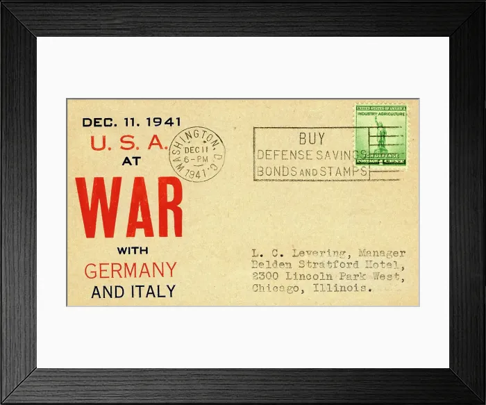 Framed Print : USA at War with Germany and Italy, 11 December 1941 Framed Print : USA at War with Germany and Italy, 11 December 1941