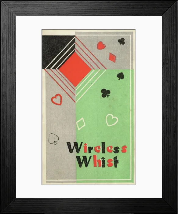 Framed Print : Wireless Whist playing cards scorecard, Art Deco design Framed Print : Wireless Whist playing cards scorecard, Art Deco design