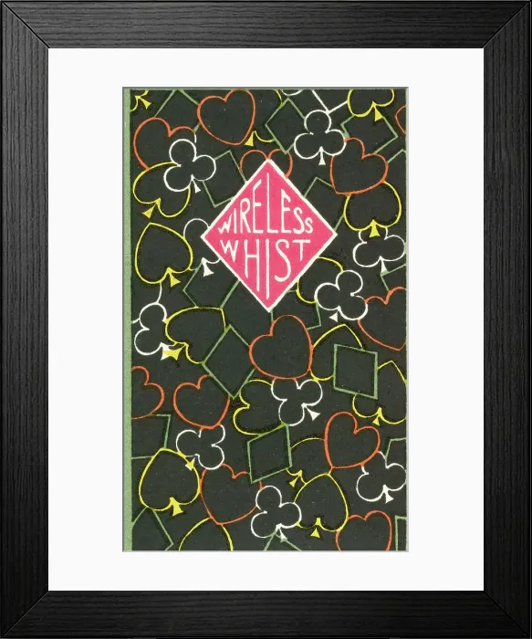 Framed Print : Wireless Whist playing cards scorecard, Art Deco design Framed Print : Wireless Whist playing cards scorecard, Art Deco design