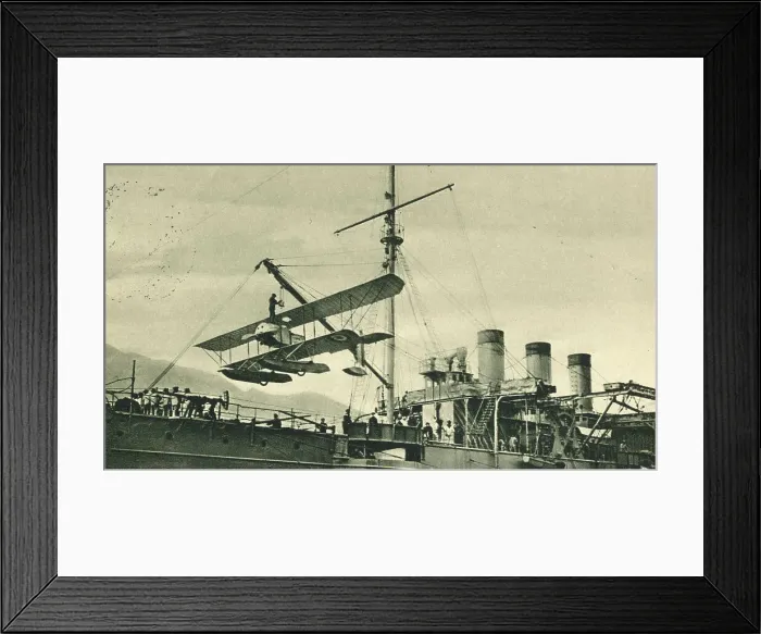 Framed Print : WW1 German Navy recovering an enemy French Biplane Framed Print : WW1 German Navy recovering an enemy French Biplane
