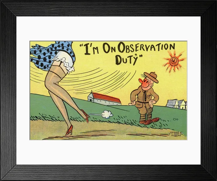 Framed Print : WW2 American Forces comic postcard Framed Print : WW2 American Forces comic postcard
