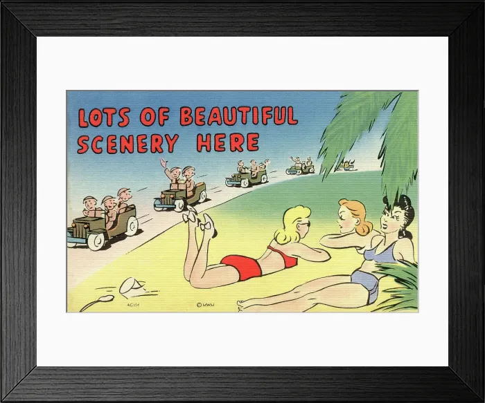 Framed Print : WW2 American Forces comic postcard Framed Print : WW2 American Forces comic postcard