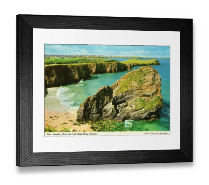 Framed Print : Cornwall, England - Black Humphrey Rock and Porth Island Framed Print : Cornwall, England - Black Humphrey Rock and Porth Island