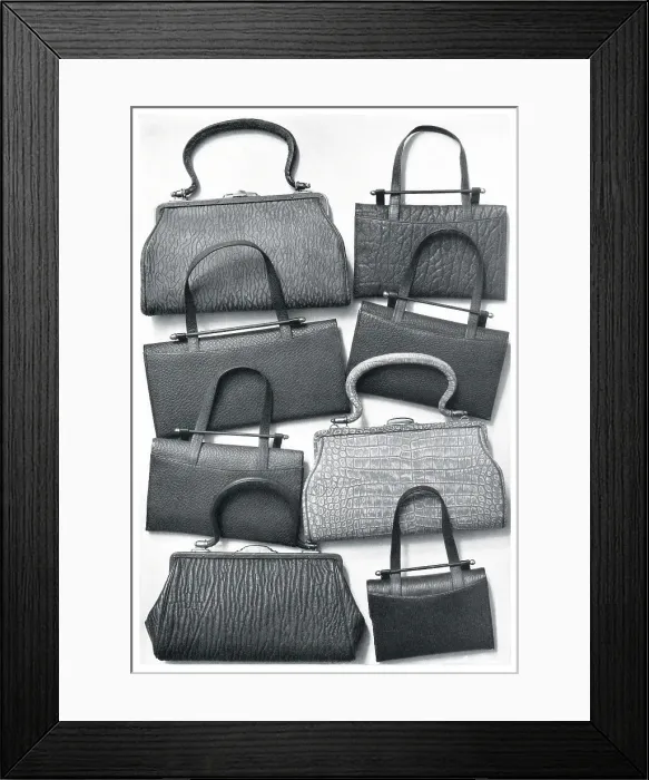Framed Print : Handbags - Selection of fashionable handbags. Good Housekeeping. July 1931. Date: 1931 Framed Print : Handbags - Selection of fashionable handbags. Good Housekeeping. July 1931. Date: 1931