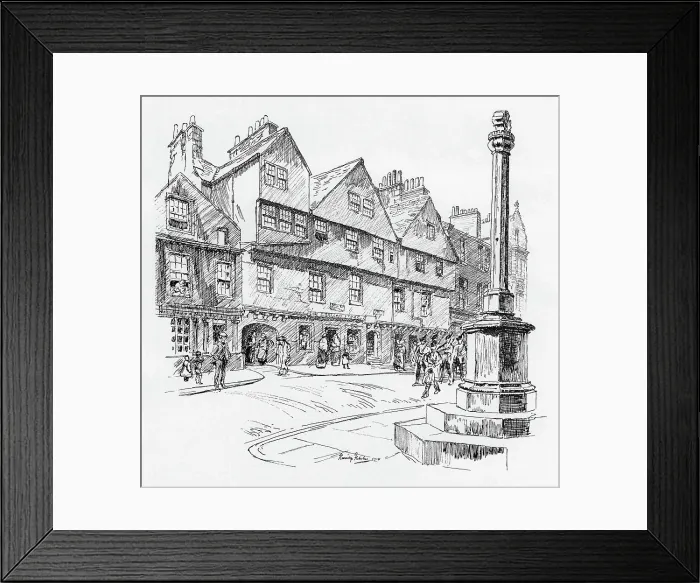 Framed Print : Edinburgh - Illustration of Bakehouse Close, Edinburgh Framed Print : Edinburgh - Illustration of Bakehouse Close, Edinburgh