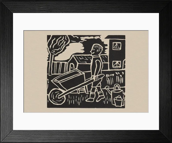 Framed Print : Man & Wheelbarrow Framed Print : Man & Wheelbarrow
