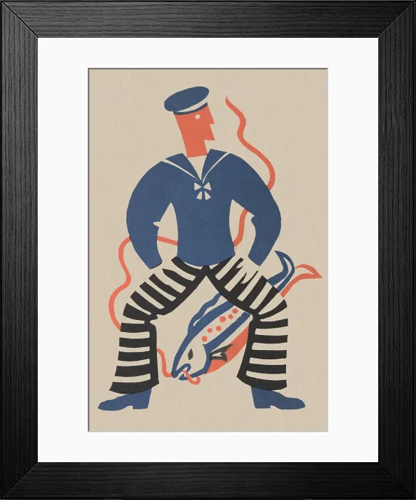Framed Print : Sailor & Fish Framed Print : Sailor & Fish