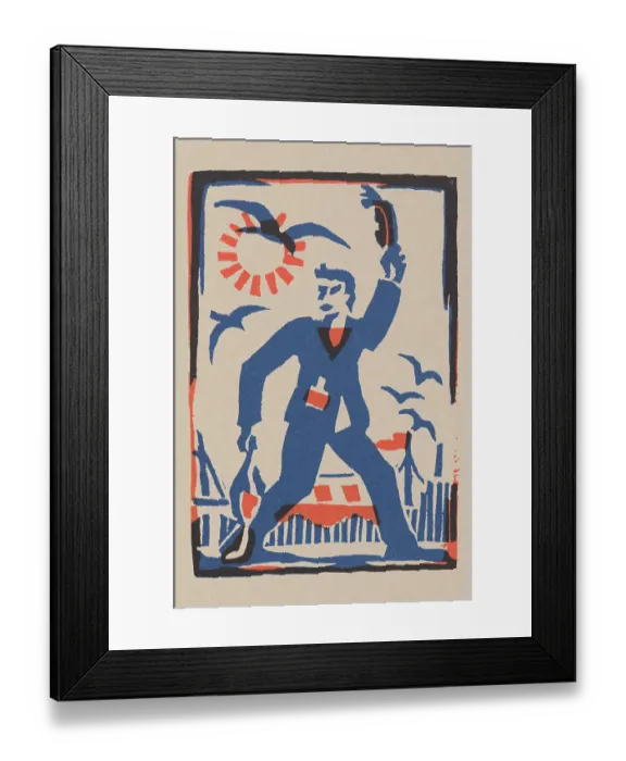 Framed Print : Sailor. Lino cut of a sailor. Artist: Anon. Date: 1930s Framed Print : Sailor. Lino cut of a sailor. Artist: Anon. Date: 1930s