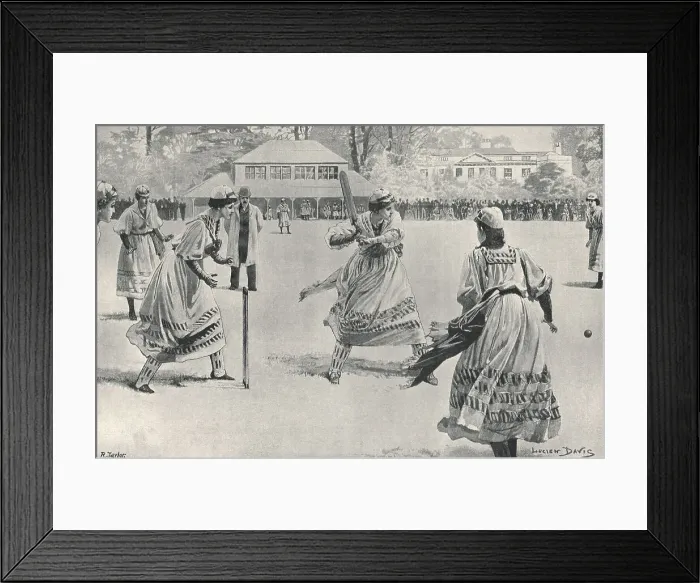 Framed Print : Lady Cricketers