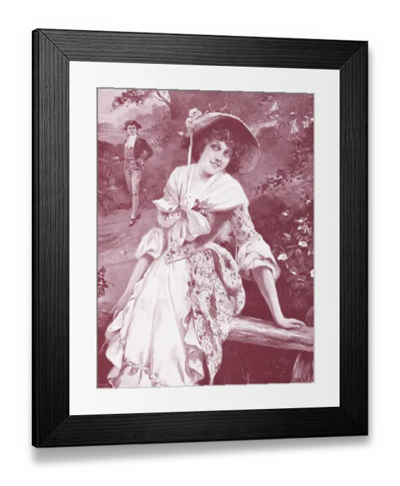 Framed Print : The Flirt. Coquettish young woman being pursued by a suitor. Date: 1905 Framed Print : The Flirt. Coquettish young woman being pursued by a suitor. Date: 1905