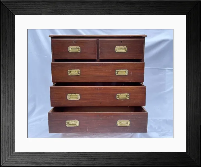Framed Print : Harland & Wolff oak campaign chest with five drawers Framed Print : Harland & Wolff oak campaign chest with five drawers