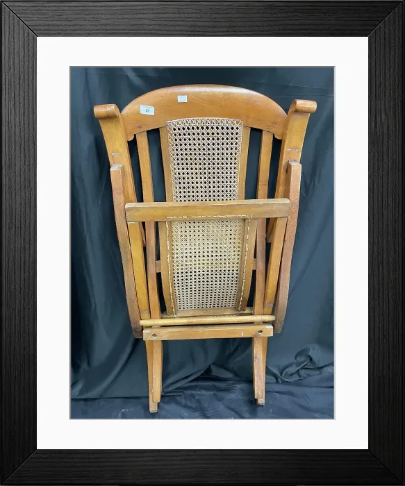 Framed Print : Early 20th century folding steamer chair Framed Print : Early 20th century folding steamer chair