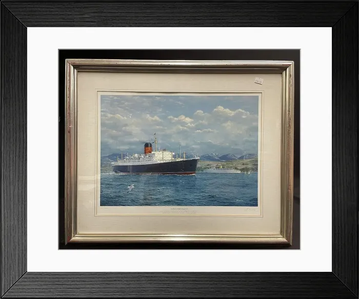 Framed Print : Cunard, limited edition print after E Bauwen, Home Waters Framed Print : Cunard, limited edition print after E Bauwen, Home Waters
