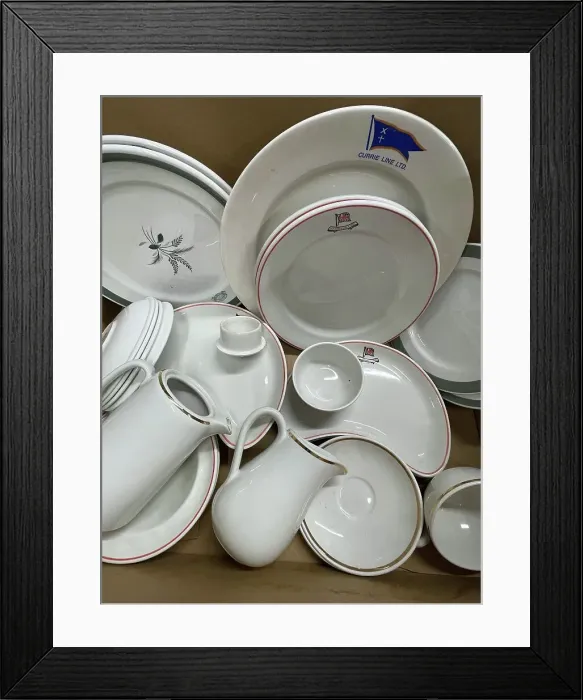 Framed Print : Ocean liner china items Framed Print : Ocean liner china items