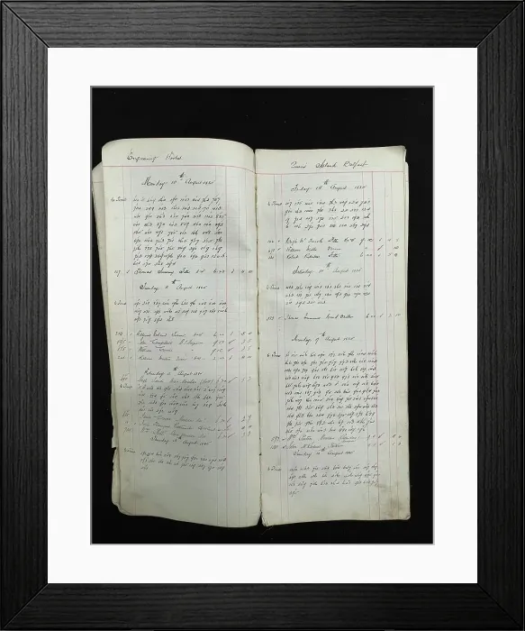 Framed Print : Harland & Wolff ledger from engineering works, Belfast Framed Print : Harland & Wolff ledger from engineering works, Belfast