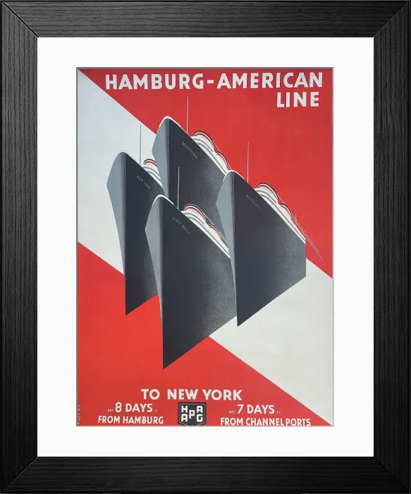 Framed Print : Poster, Hamburg-American Line to New York Framed Print : Poster, Hamburg-American Line to New York